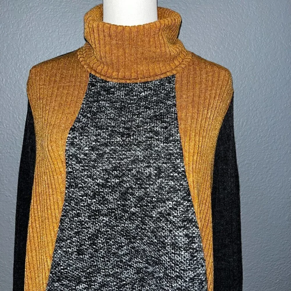THML for Anthropologie Color Block Asymmetrical Turtleneck Sweater - EUC  Size L